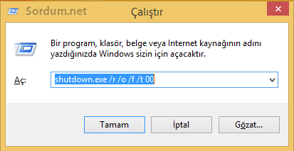 windows8 kurtarma seçenekleri ile başlasın