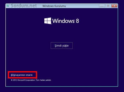 windows_8.1 bilgisayarı onar