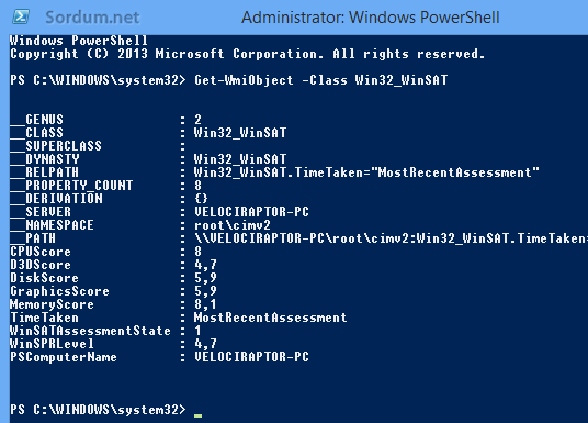 powershell ile deneyim dizini puanı