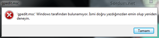 gpedit.msc bulunamıyor