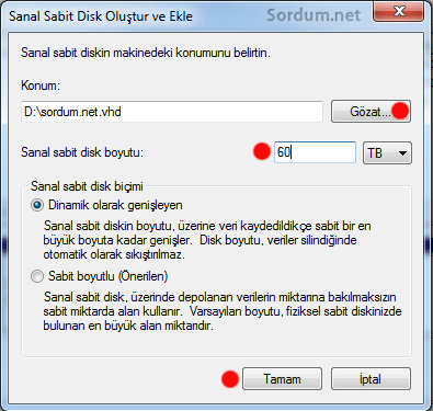 Sanal sabit disk (VHD) özellikleri