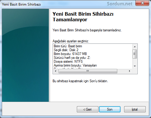 vhd yeni, basit birim son işlem