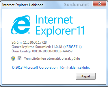 ie sürümü