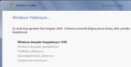 Windows yükleniyor