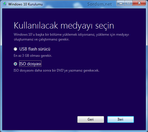 Windows 10 u ISO şekilnde indirelim