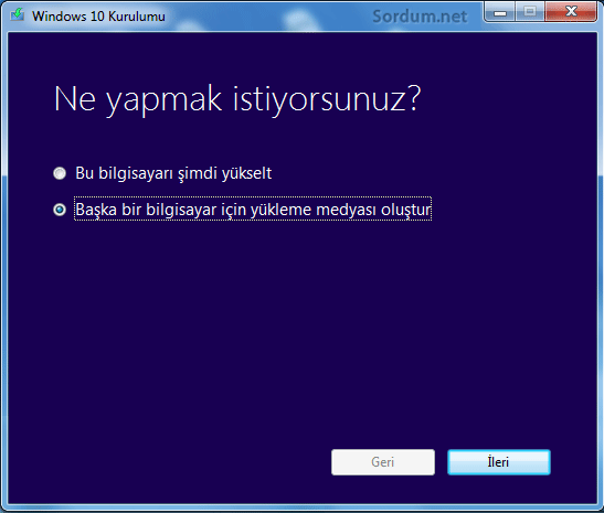 windows kurulum aracı ilk ekranı