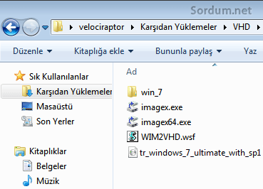 VHD klasör içi