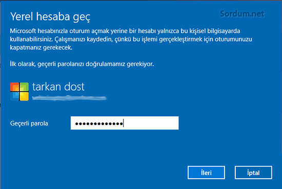 microsoft hesap şifremizi yazalım