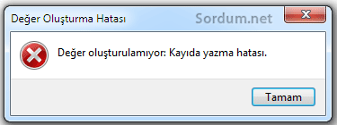 Kayda yazma hatası