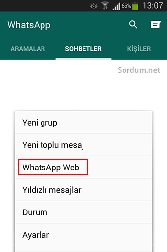 whatsapp masaustunu aktiflestirme