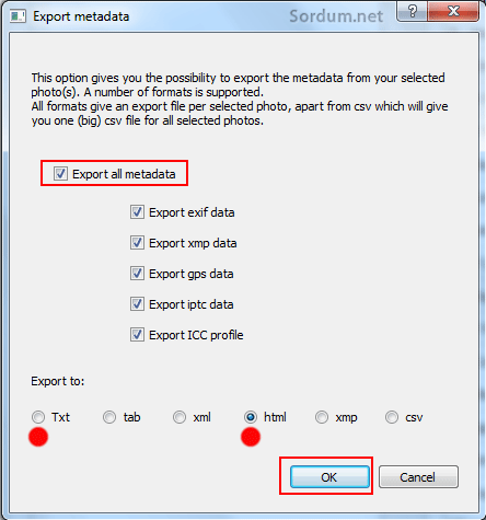 export metadata