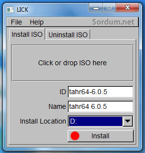 lick install button