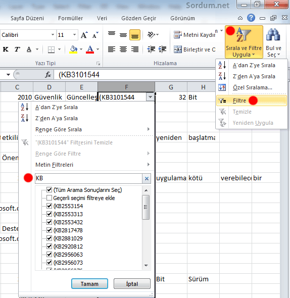 excel filitre