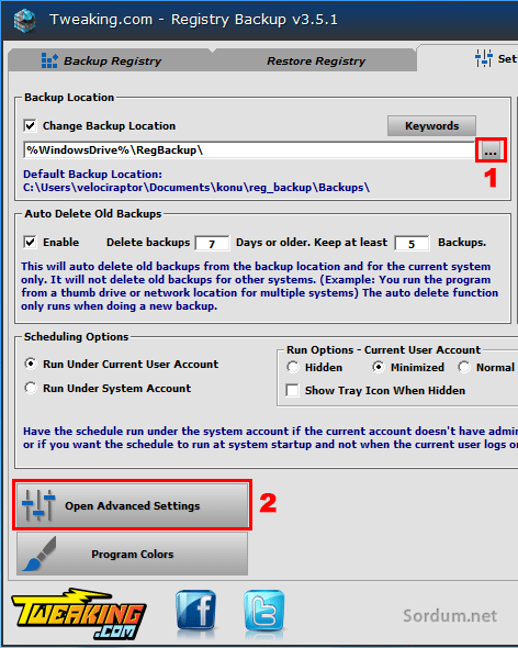 Registry backup gelişmiş