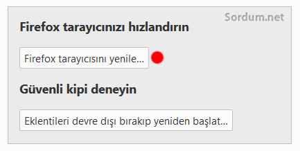 firefox tarayıcısını yenile