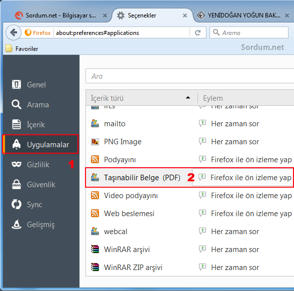 pdf dosyalarını firefox ile önizleme yap