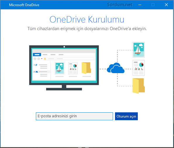 OneDrive kurulum ekranı