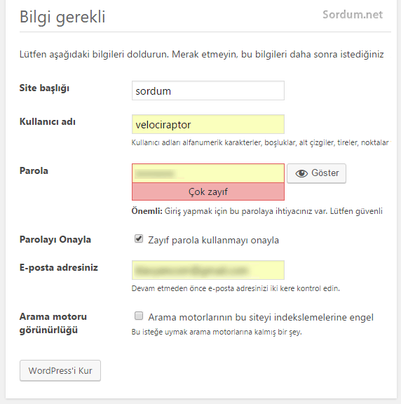 Easy php ye wordpress kurulumu gerekli bilgiler