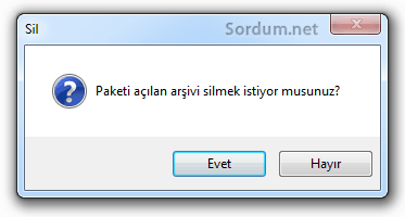 Winrar açılan arşivi sil