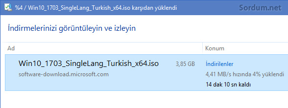 ISO dosyası indiriliyor
