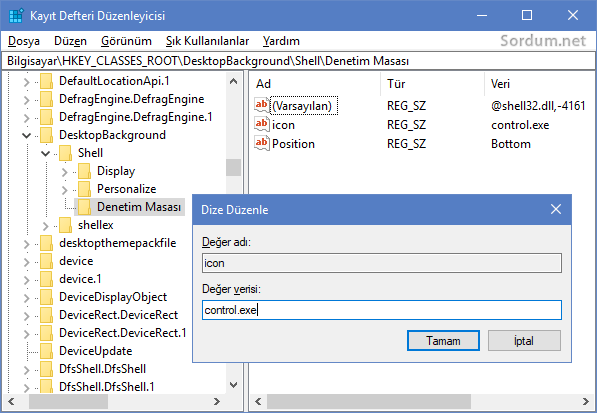 registry anahtarlarına değer atama