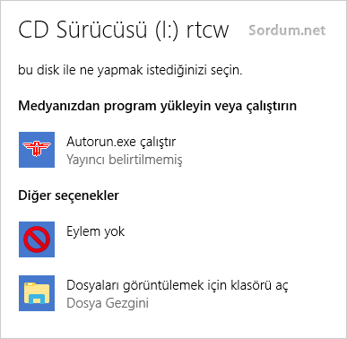 DVD CD autorun penceresi