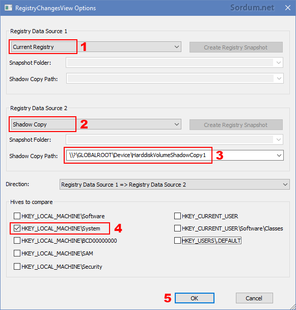 RegistryChangesView arayüzü