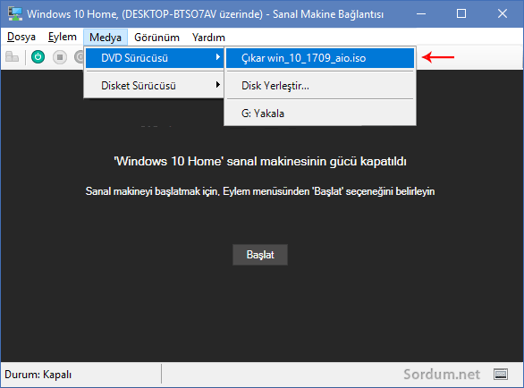 hyper v den iso ayırma