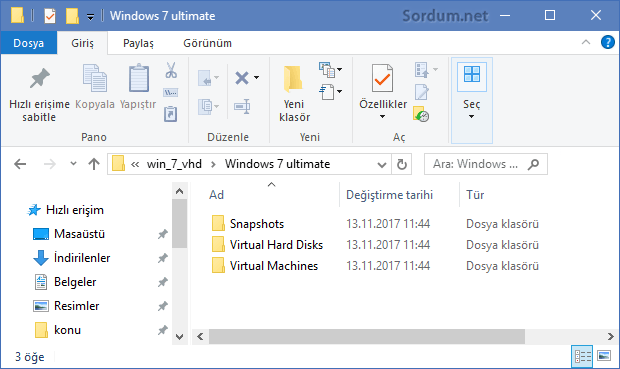 Dışa aktarılan Hyper-v sanal makinası