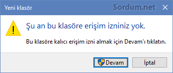 Erişim izniniz yok hatası