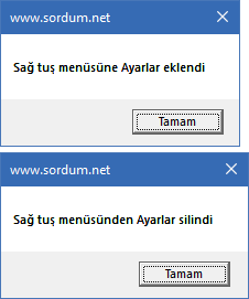 Sağtuşa ayarlar eklemek