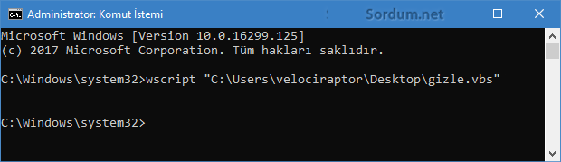 Cmd ile vbs çalıştırmak