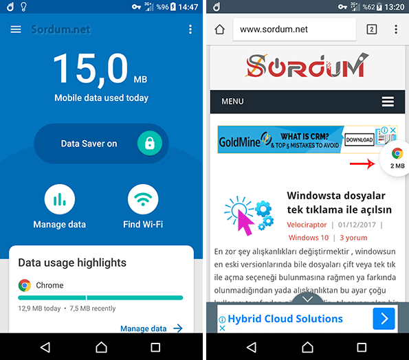 datally ile anlık mobil veri ölçümü