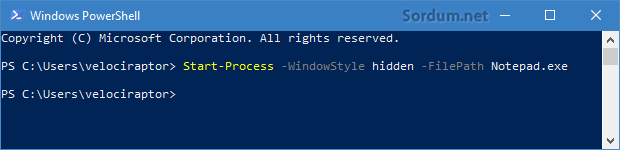 powershell ile gizlice program çalıştırmak