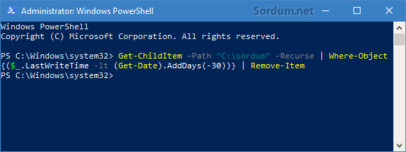 powershell ile dosya sildirme