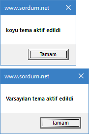 Vbs ile koyu temayı aktif edelim