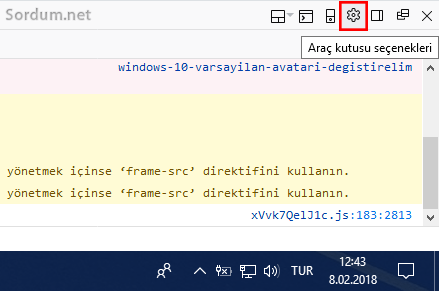 Firefox araç kutusu seçenekleri