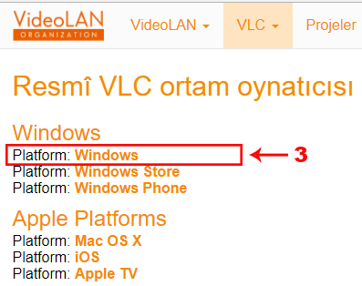 vlc windows paltformu