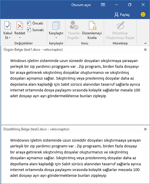 Word belgesi farkları