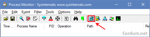 Process monitor Show registry activity