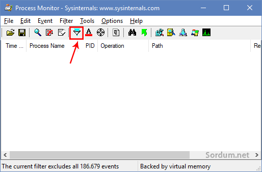 Process Monitor arayüzü