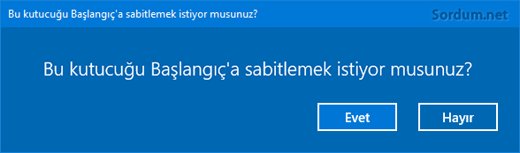 Başlata sabitlemek