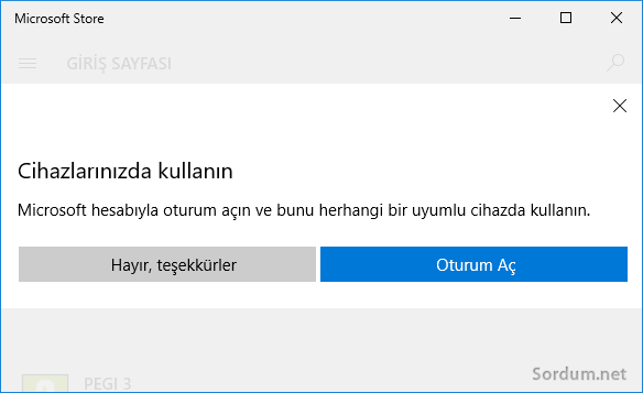 Microsoft Store oturum aç