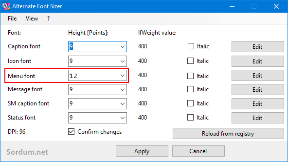 Menü font büyüklüğü nasıl değiştirilir