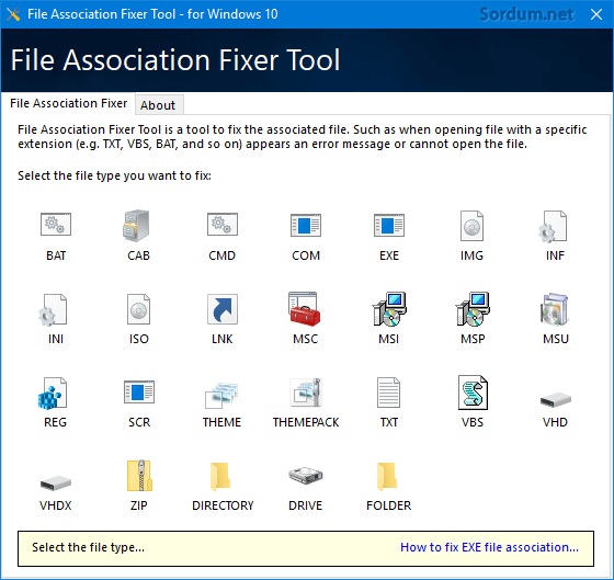 FileAssocFixerTool arayüzü