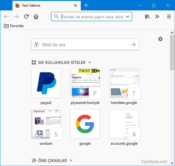 firefox varsayılan anasayfa