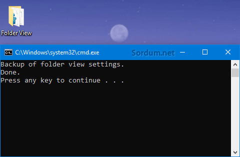 Cmd klasör görünümünü yedeklemek