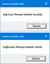 Vbs ile sağ tuşa panoyu temizle kuralım