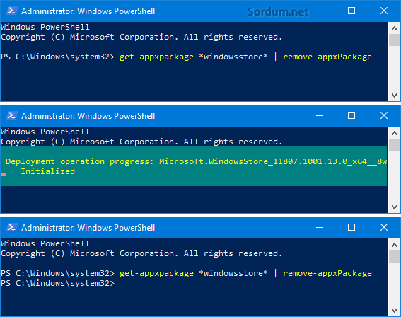 Powershell ile mağazayı kaldıralım