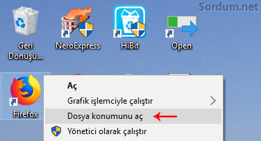 Dosya konumunu aç